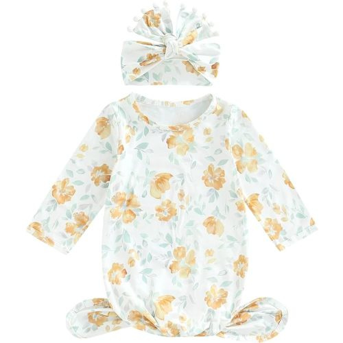 Infant Newborn Baby Girls Floral Sleep Gown Headband Sleepwear Romper Sleeping Bags Outfits