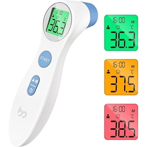 Infrared Forehead Thermometer for Adults and Kids, No-Touch Digital Infrared Thermometer with 3 Color Indicator, High Accuracy, 1s Fast Accurate Reading Baby Thermometer