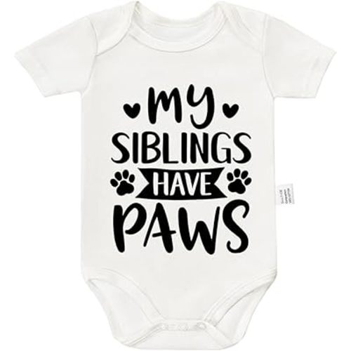 My Siblings Have Paws Bodysuits, Gender Neutral Baby Clothes, Must Haves for First Time Mom Newborn Gifts 0-24 Months