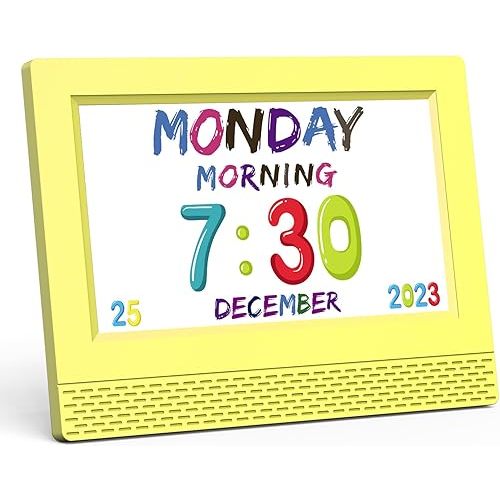 Kids Digital Alarm Clock Colorful, 7" Large LED Time Display Children's Sleep Trainer, Eye-Caring Digital Clock for Girls Boys Bedrooms Bedside, 17 Alarm Clock Settings Easy to Use Kids Birthday Gift
