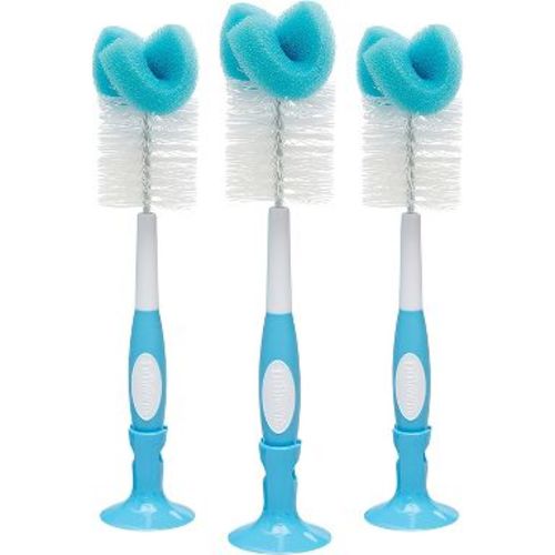 Dr. Brown's Baby Bottle Cleaning Brush, Sponge and Bristle Brush with Nipple Cleaner -3pk - Blue