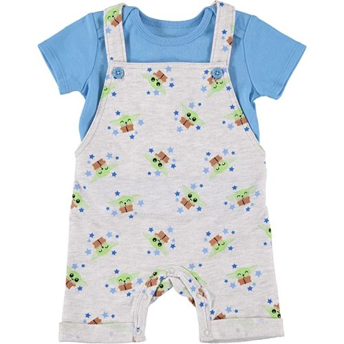 Star Wars baby-boys Baby Boys Newborn Infant Baby Yoda Boys Shortall Romper and Tshirt Set
