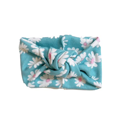 Twist Knot Headband, Baby Blue Daisy
