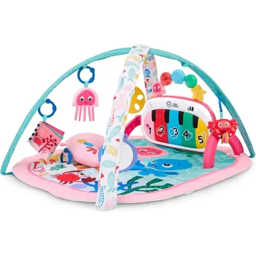 Baby Einstein Ocean Explorers 4-in-1 Kickin’ Tunes Jellyfish Jamboree Music & Language Discovery Gym, Pink, Ages 0 Months and Up