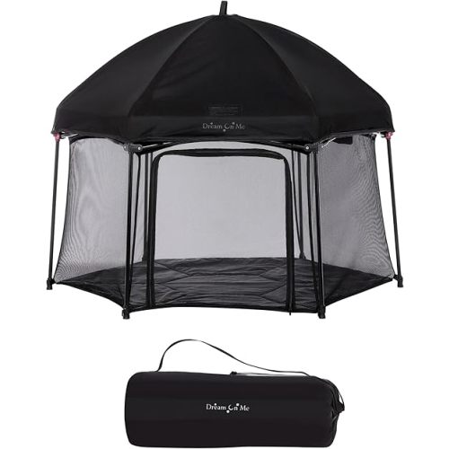 Onyx Playpen Set with Canopy, Baby Playpen, Portable and Lightweight, Playpen for Babies and Toddler, Black