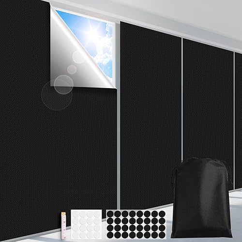 100% Blackout Curtains for Bedroom 118" x 57" Portable Blackout Shades Film No Drilling Travel Blackout Blinds Sun Light Blocker Window Cover Black Out Curtains for Nursery Dorm Room Windows