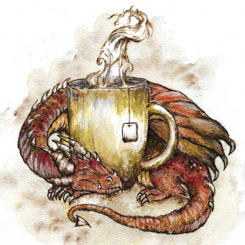 Dragon and Tea Art Print