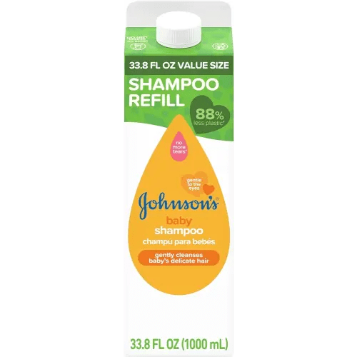 Johnson's Baby Shampoo, Hypoallergenic, Tear-Free Shampoo for Baby's Delicate Scalp & Skin, Gently Washes Away Dirt & Germs, Paraben-Free, Value Size Baby Shampoo Refill, 33.8 fl. oz