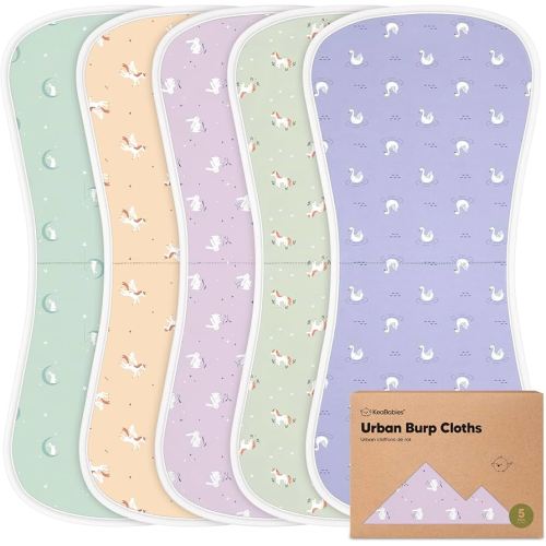 Organic Burp Cloths Baby Boy & Girl - 5-Pack Super Absorbent Cotton Burping Cloths for Babies, Soft & Plush Newborn Spit Up Rags, Infant Towels for Milk Spit Up, Unisex, Large 21" x 10" (Lunaris)