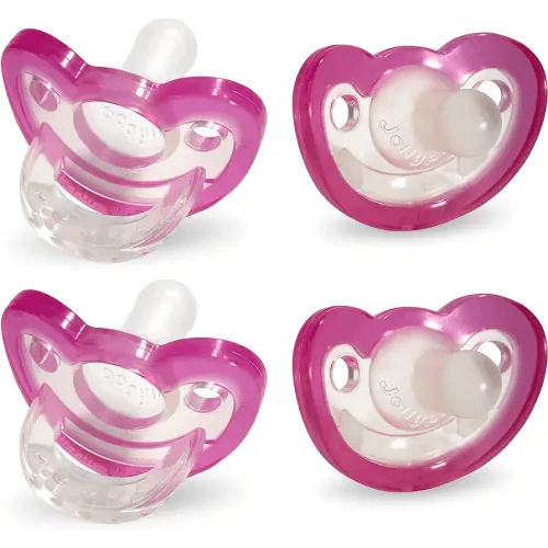 RaZbaby Jollypop Pacifier for Newborns & Up, USA Made, Natural Shaped Orthodontic Binky, Lovingly Shared in NICUs & Hospitals Worldwide, Medical-Grade 100% BPA-Free - 0-3 Months, 4 Pack - Pink