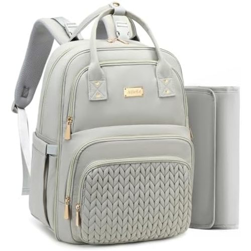 Diaper Bag Backpack - Large Multi functional, Boys, Girls & Baby Travel Essentials Tote with Changing Pad, Insulated Pockets, Stroller Straps, Waterproof - Baby Backpack for Mom & Maternity (Gray)