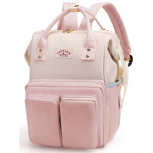 Lvelia Waterproof Diaper Bag Backpack, Stylish, Sturdy, Pink, Large Capacity Baby Nappy Bag with Zipper Pockets