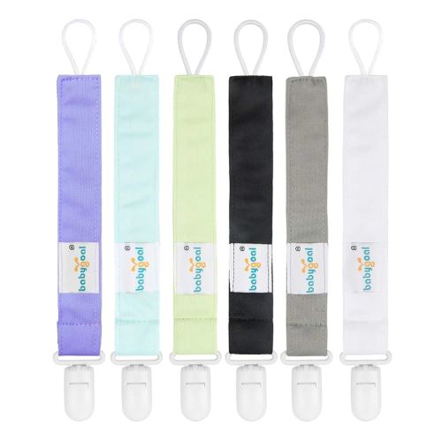 Babygoal Solid Color Pacifier Clips, 6 Pack Binky Paci Holder Clips and Leash for Boys and Girls Fits for Most Pacifier, Binkie Styles & Baby Teethers & Toys and Gift 6PS15