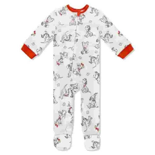 Disney Baby Onesie Zip-Up Sleeper - 101 Dalmatians Hacci Sleep N Play Footed Onesie Pajamas, Boys Girls Sizes: 3-6 Months