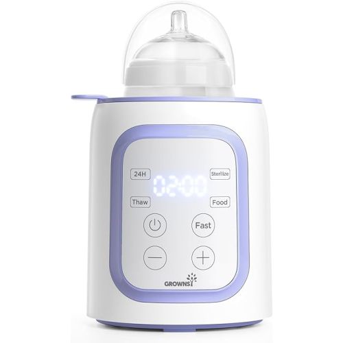 Grownsy Bottle Warmer, 8-in-1 Fast Baby Bottle Warmer for Breastmilk or Formula, Smart Temperature Control and Automatic Shut-Off Milk Warmer, Baby Essentials for Newborn- Purple