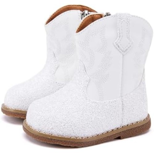 BMCiTYBM Baby Cowboy Cowgirl Boots Infant Western Shoes Boys Girls Round Toe Boots All Seasons 6-24 Months