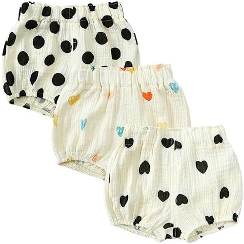 3PC Shorts Set Newborn Baby Girls Boys Pants Cotton Linen Blend Cute Floral Bloomers Triangle Shorts