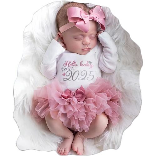 Ylsteed Newborn Photography Outfits Girl Newborn Girls Photography Prop Infant Tutu Skirt Romper and Headband 3pcs Set Photo Props Baby Princess Costume Photo Shoot Outfits (0-1M)