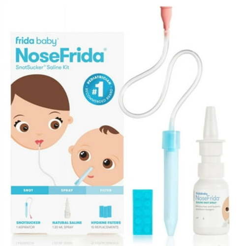 Frida Baby NoseFrida Saline Kit, Nasal Aspirator and Sinus Rinse, Kids Decongestion and Cold Relief, 3 Piece Set