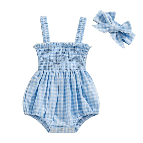 FOMOYUU Infant Newborn Baby Girl Ruffle Sleeveless Romper Summer Clothes Outfit with Cute Floral Print Jumpsuit