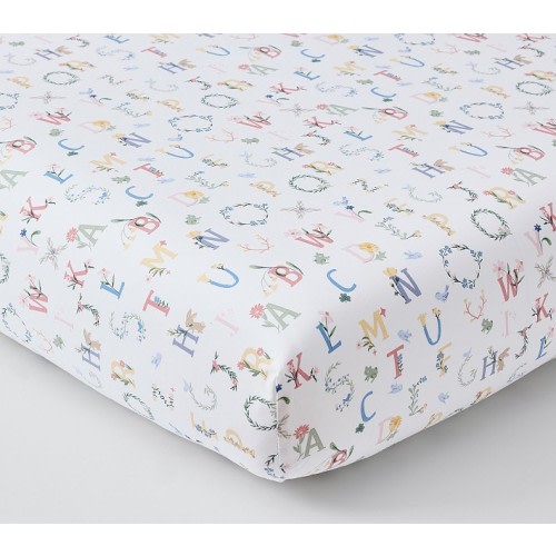 Floral ABC Organic Cotton Crib Fitted Sheet