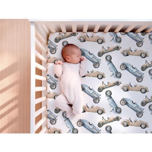 Car Crib Sheets, Baby Boy Bedding, Car Crib Bedding Set, Vintage Car Nursery Decor, Boy Nursery Bedding, Mini Crib Sheets, Boy Crib Bedding