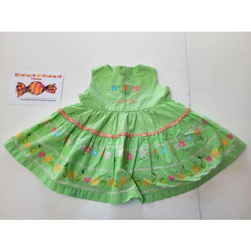 Vintage 90s Baby Girl Dress Colourful Summer Dress with Fruit Summer Outfit 6-12 months (6-9m , 9-12m)
