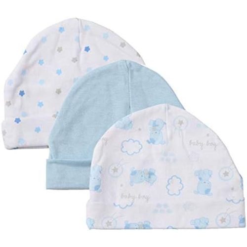 Chamie Newborn Cotton Hats Mittens Set Beanie Cap Non Scratch Gloves for Baby Boys Girls