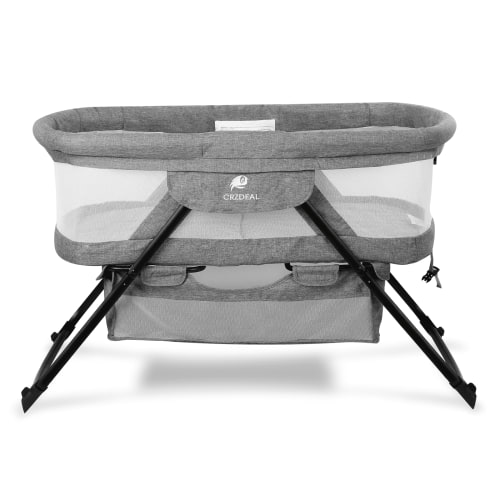 Crzdeal Bassinet 2-in-1 Fold Bassinet for Baby Stationary & Rock Portable Beside Sleeper for 0-6 Month