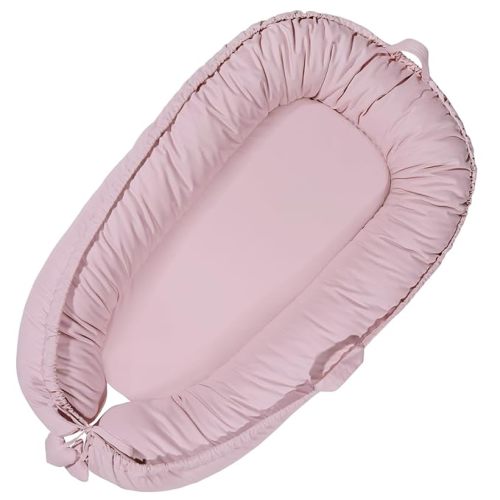 Baby Lounger for Newborn 0-24 Months, Infant Lounger with Soft Breathable Cotton Cover, Lightweight Portable Baby Nest for Tummy, Co Sleeping and Travel, Newborn Essentials for Baby Girl