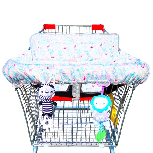 XiOiOiX 2 in 1 Shopping Cart Cover&High Chair Cover for Restaurant Seat, Grocery Cart Cover for Baby Infant Toddler Girl/Boy Reversible, Machine Washable (Light Pink)