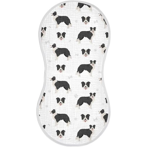 vvfelixl Muslin Burp Cloths Border Collie Black Baby Washcloths for Baby Girl Boys 2 Pack