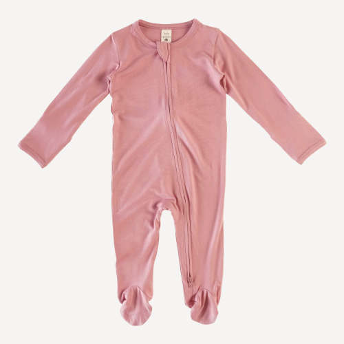 long sleeve zipper footie | pink foxglove | bamboo (6-9 Months)
