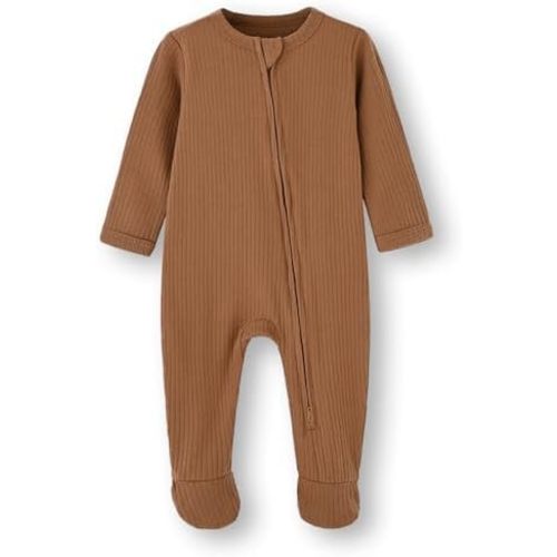 ACESTAR Baby Footies Pajamas, 2-Way Zipper Baby Sleepers with Mitten Cuffs - Long Sleeve Baby Zip Up Onesie for 0-12 Months