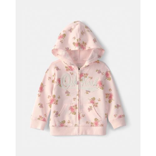 Baby Girl Floral OshKosh Logo Zip-Up Hoodie - Pink - OshKosh B'gosh | Carter's