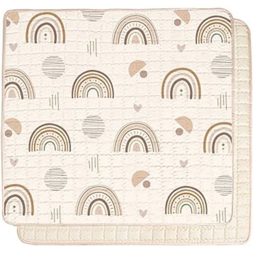 Baby Play Mat, 50x50 Playpen Mat with Super Soft Touch, Activity Mat with Upgraded Anti-Slip Bottom, Machine Washable Crawling Mat for Floor & Picnic (Boho Rainbow)
