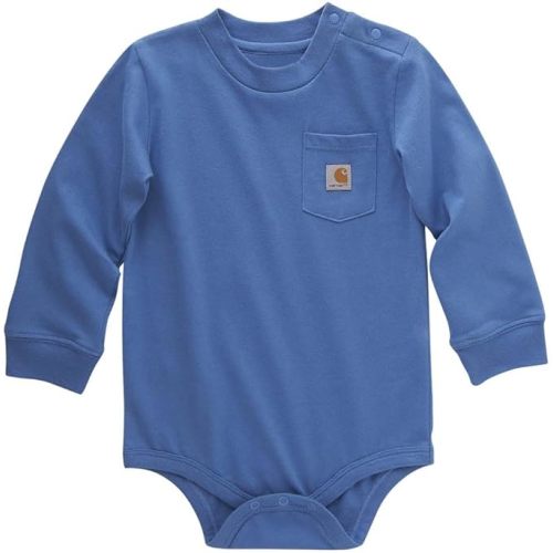 Carhartt Unisex Baby Long-sleeve Pocket Bodysuit - 3 Months - Electric Blue Lemonade