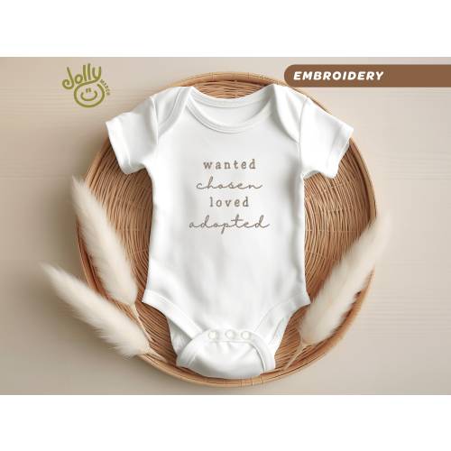 Embroidered Wanted Chosen Loved Adopted ONESIES® Brand Bodysuit