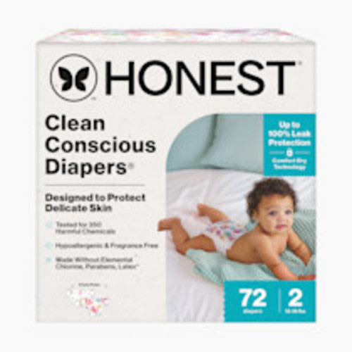 The Honest Company Clean Conscious Disposable Diapers - Tutu Cute + Rose Blossom, Size 2, 72 Count