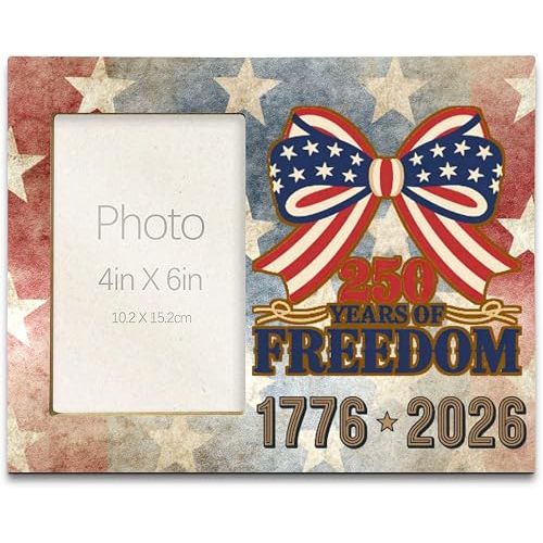 HSIAHOU 250 Years of Freedom 4x6 Picture Frame for Office - Customizable, Perfect for a Freelancer's Workspace