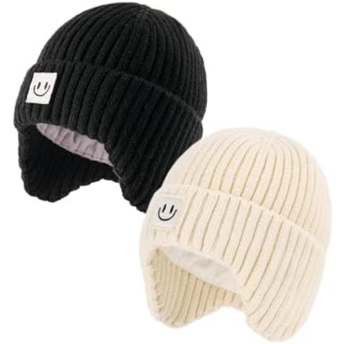 FURTALK Baby Beanie Winter Warm Hats Fleece Lined with Earflap Cute Knit Kids Caps