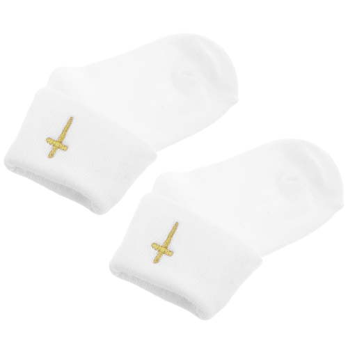 unbranded 1 Pair Baby Baptism Socks Turn Cuff Design Soft Cotton 0-1 Year Old Baby Christening Socks Anti Slip Infant Socks White Baby Booties