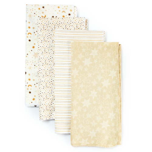 Parent's Choice Cotton Flannel Receiving Blankets for Baby Boys and Girls, Neutral Celestial Skies, 4-Pack
