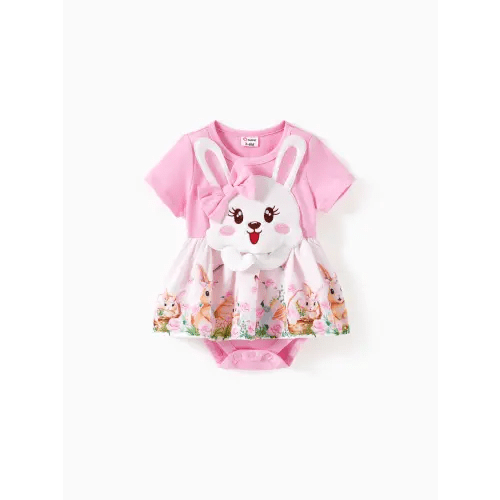 Baby Girl Childlike Animal Print Embroidered Romper Only $17.99 PatPat US Mobile