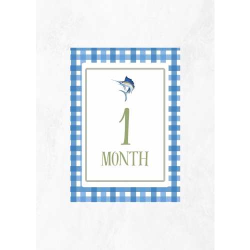 Blue Marlin Baby Milestone Cards | Baby Shower | Baby Photos | Fishing | Months 1-12 | Years 1-5 | Baby Boy