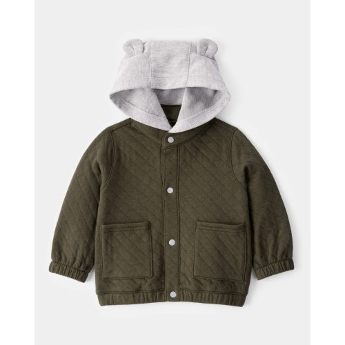 Baby Quilted Snap-Up Hoodie - Carter's (Olive)