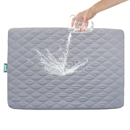 Pack and Play Sheets Mattress Pad Protector Fitted Waterproof Playard Mattress Cover, Compatible with Graco Pack n Play & Dream On Me & Pamo Babe, Playpen/Playard Sheet Quilted, Gray, 39" x 27"
