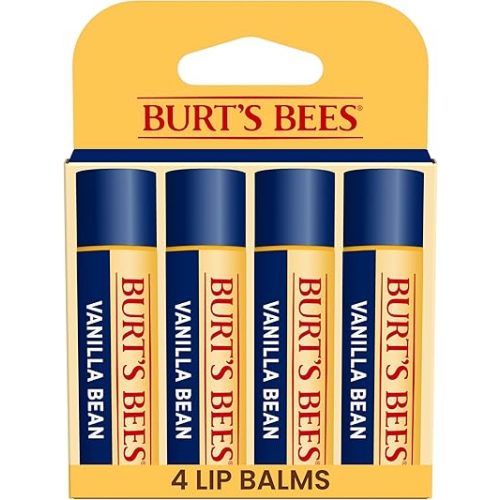 Burt's Bees 100% Natural Moisturizing Lip Balm, Vanilla Bean - 4 Tubes