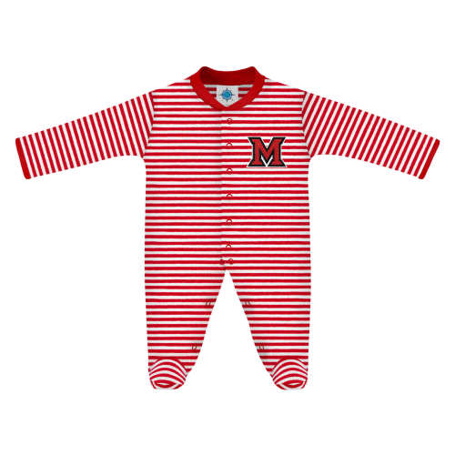 Miami University RedHawks Striped Footed Romper | College Baby