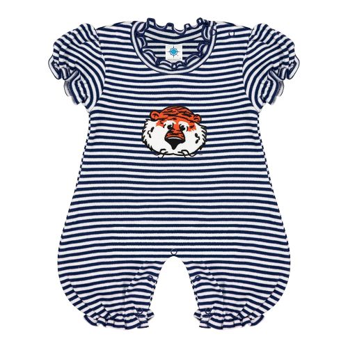 Creative Knitwear College Baby Striped Puff Sleeve Romper - Team Logo, Many Colors, for Girls (Newborn-12 Months)